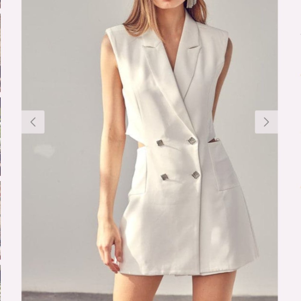 White Button Blazer Romper